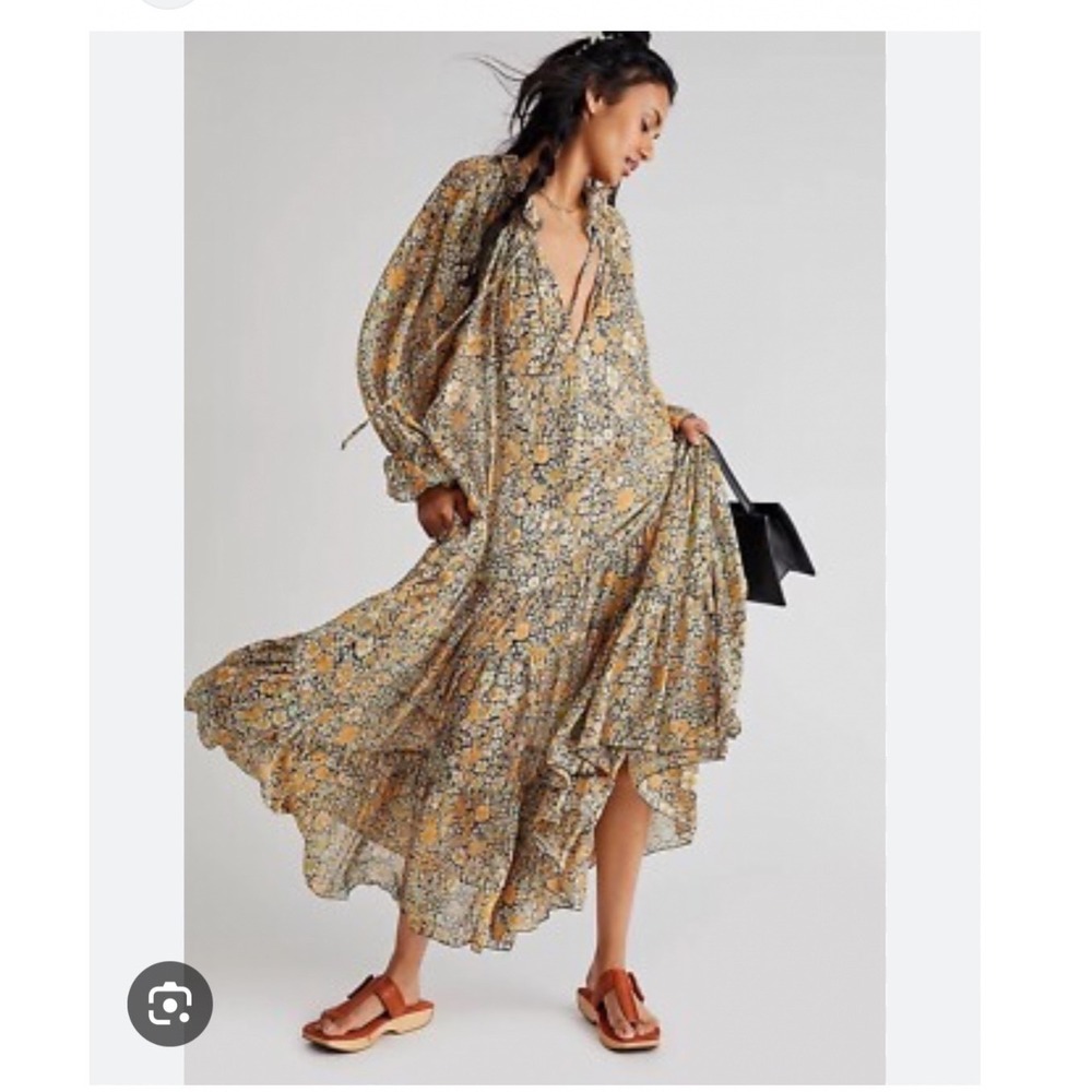 Free People Feeling Groovy Maxi Dress Women XS Multicolor Floral Tiered Boho